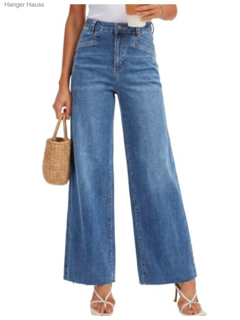 Wide Leg High Waisted Stretchy Denim Jeans